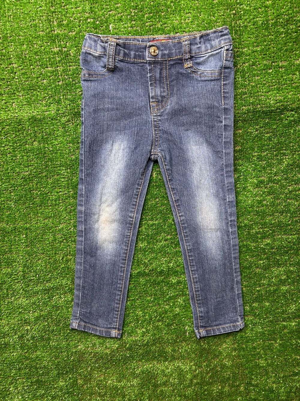 7 For All Mankind Kids Girls Distressed Skinny Jeans Blue Denim Size Toddler